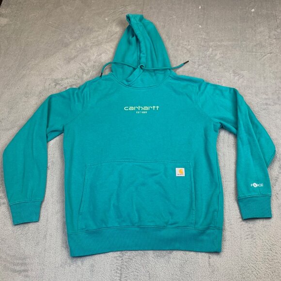 Carhartt Hoodie Boys Medium 8 /10  Blue  Relaxed Fit Long Sleeve Pullover Pocket - Picture 1 of 10